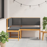 Trädgårdens Hörnbänk med Kuddar 140x100x91 cm Massivt Akaciaträ