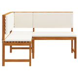 Trädgårdshörnbänk med kuddar 140x100x91 cm Massivt akaciaträ