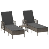 Solsäng Set 3 delar Grå och mörkgrå PE Rattan UV-säkra material