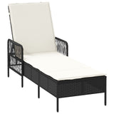 solstol svart och gräddvit PE rattan 157 x 55 x 92 cm