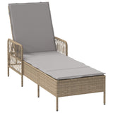 Solstol Beige och ljusgrå PE Rattan 157 x 55 x 92 cm Hopfällbar