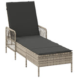Solstol Ljusgrå PE Rattan 157 x 55 x 92 cm Fällbar Solstol
