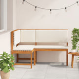 Trädgårdshörnbänk med kuddar 140x100x91 cm Massivt akaciaträ